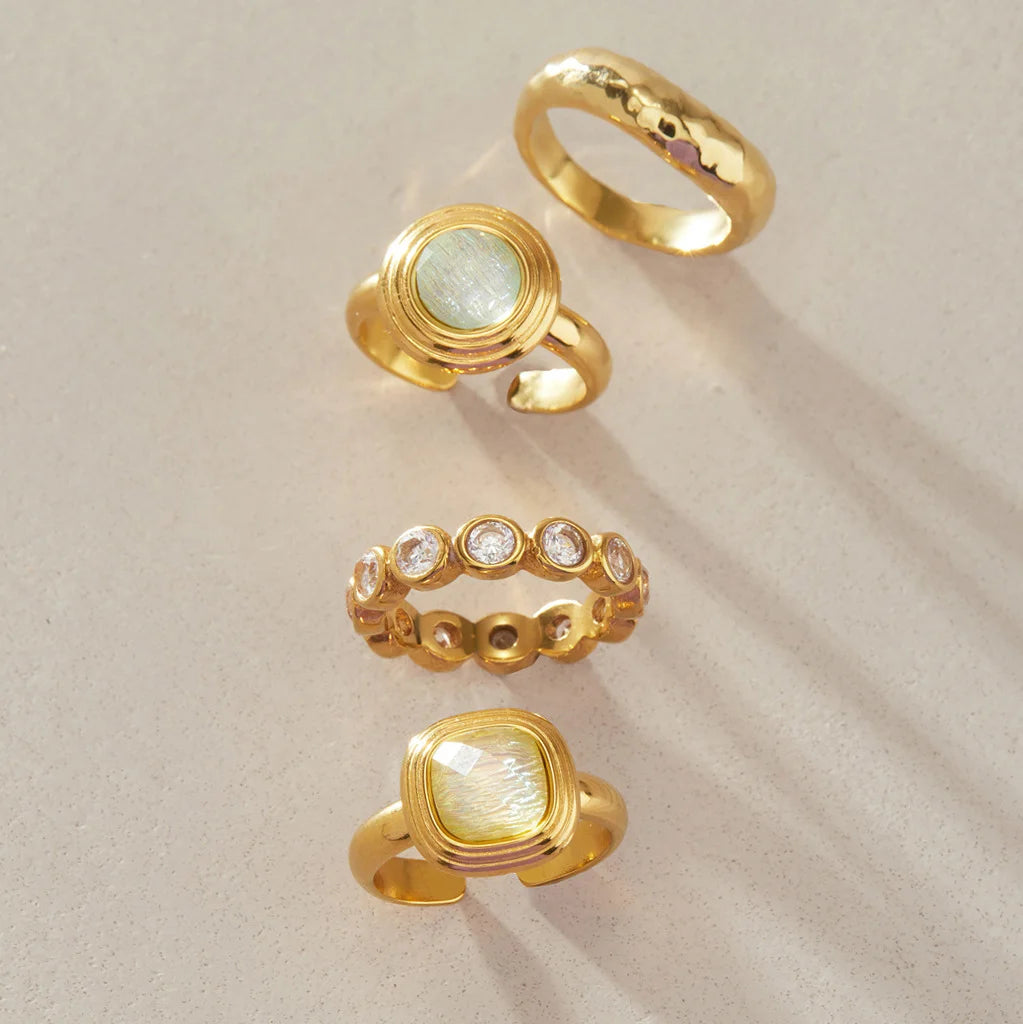 Vintage Concentric Shell Bezel Ring — view 4