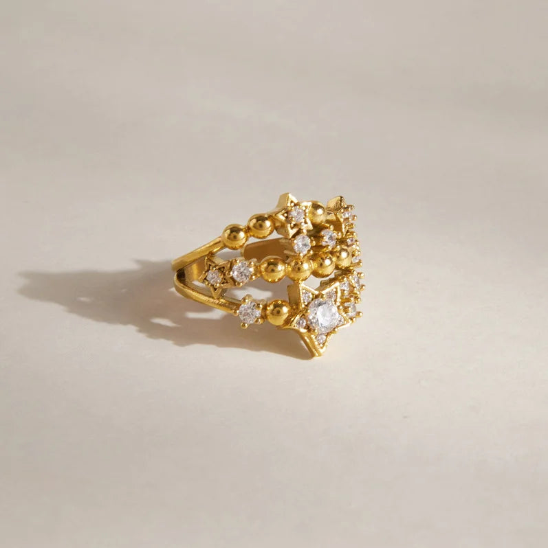 Star Beaded Cluster Ring
