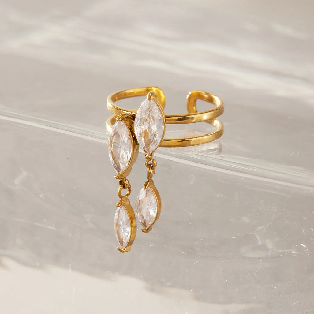 Marquise Drop Adjustable Ring — view 4