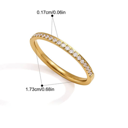 Birthstone Round Pavé Ring — Round Cut Clear Pavé · Gold