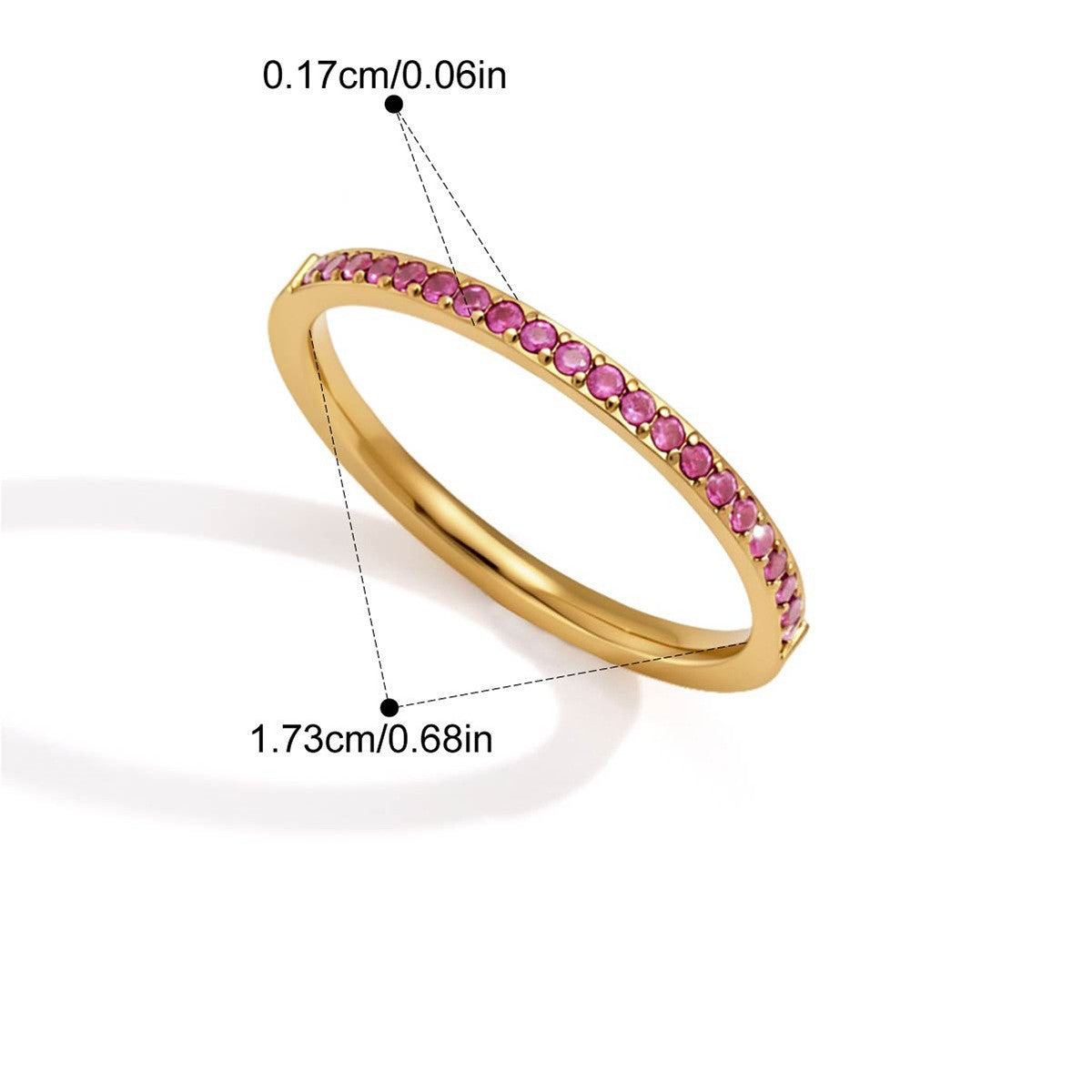 Birthstone Round Pavé Ring — Pink Pavé Band · Gold