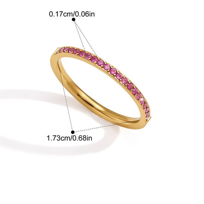 Birthstone Round Pavé Ring — Pink Pavé Band · Gold