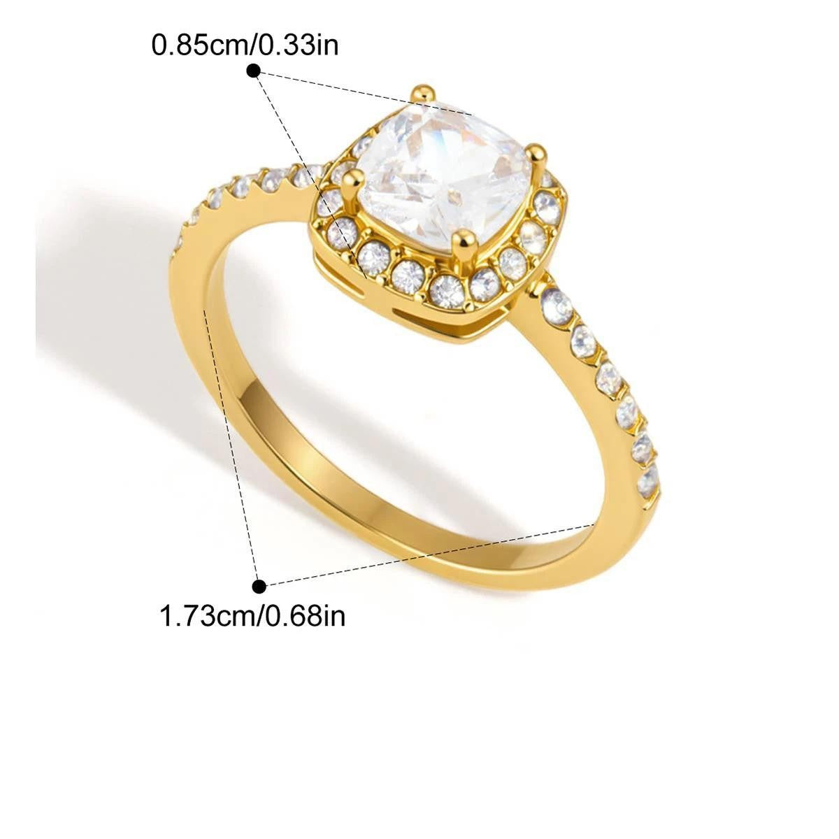 Chunky Geometric Ring — Cushion Halo Pavé · Gold