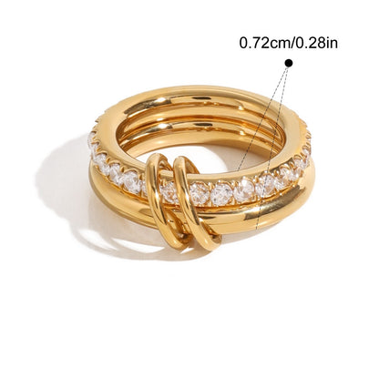 Chunky Geometric Ring — Triple Crossover · Gold