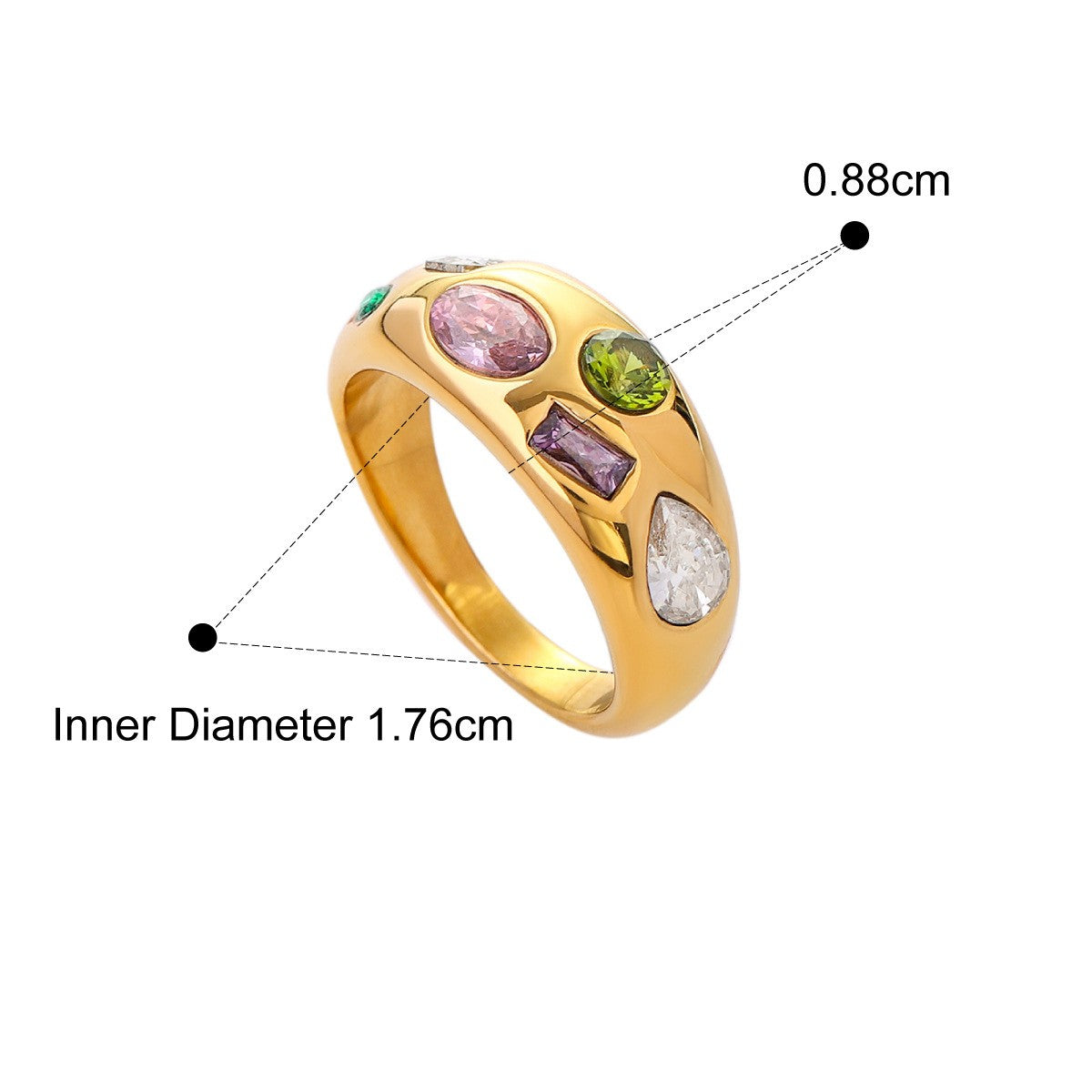 Y2K Enamel Chunky Ring — Mixed Shape Bezel · Gold