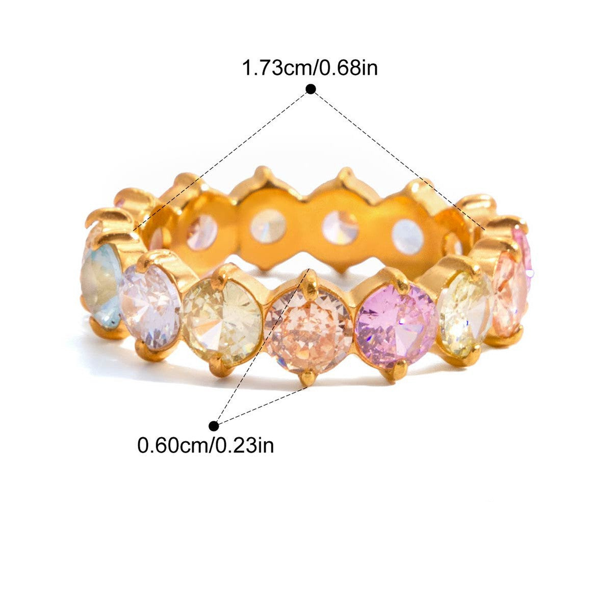 Y2K Enamel Chunky Ring — Pastel Eternity Band · Gold