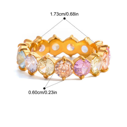 Y2K Enamel Chunky Ring — Pastel Eternity Band · Gold