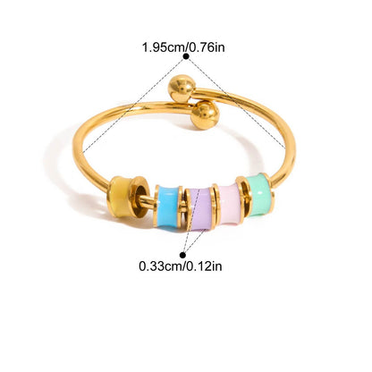 Y2K Enamel Chunky Ring — Pastel Enamel Adjustable · Gold
