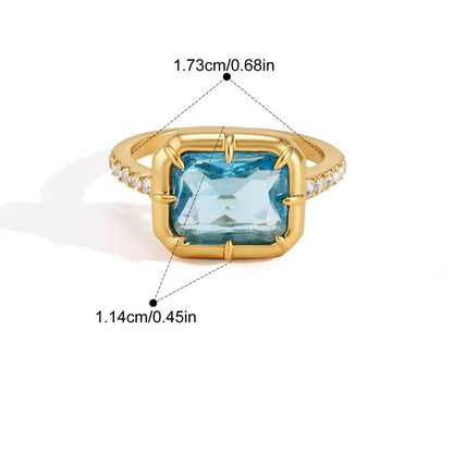 Vintage Geometric Prong Ring — Square Prong Setting · Gold