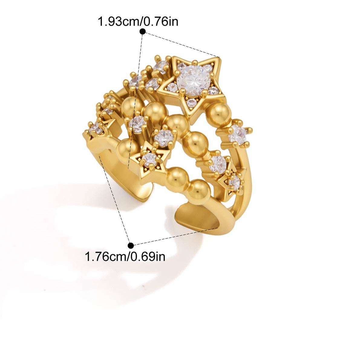Star Beaded Cluster Ring — Star Beaded Cluster · Gold