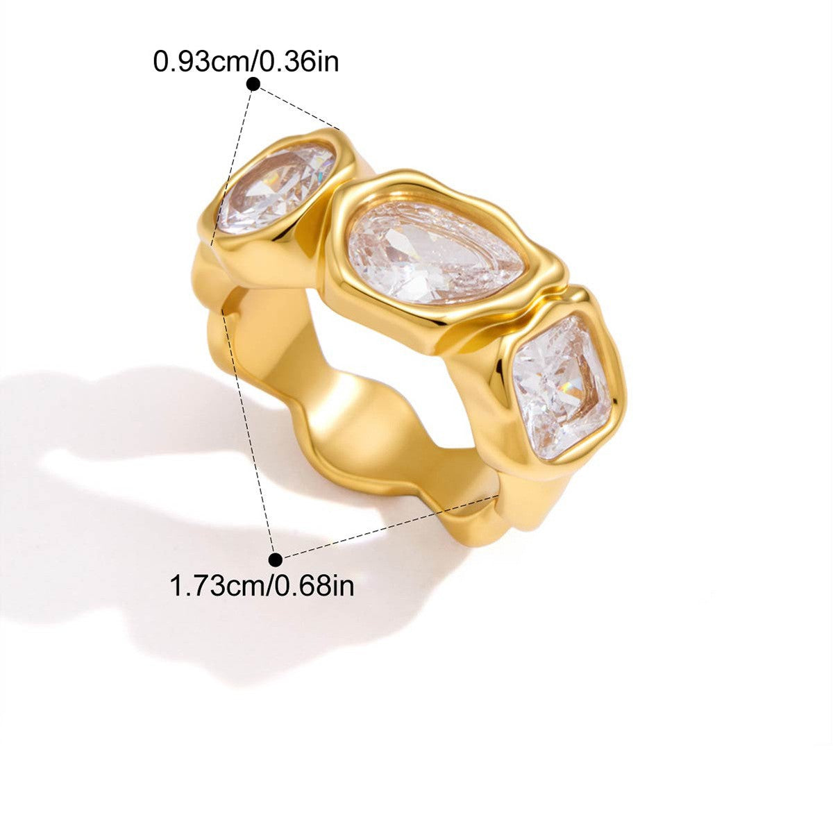 Open Pear Cluster Ring — Triple Mixed Cut · Gold