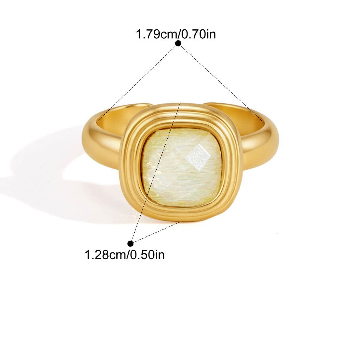 Vintage Concentric Shell Bezel Ring — Cushion Bezel Solitaire · Gold