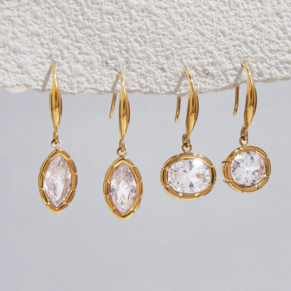 Geometric CZ Drop Earrings