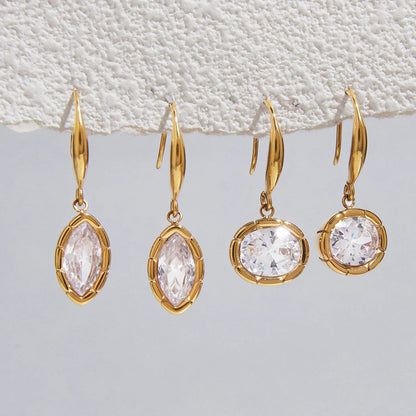 Geometric CZ Drop Earrings