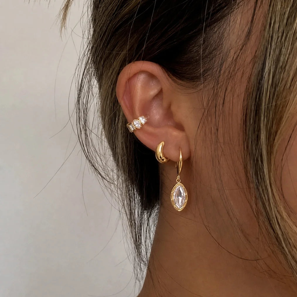Geometric CZ Drop Earrings — view 2