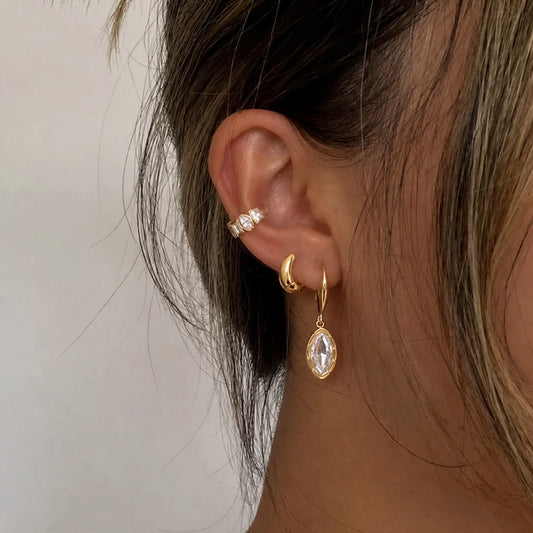 Geometric CZ Drop Earrings — view 2