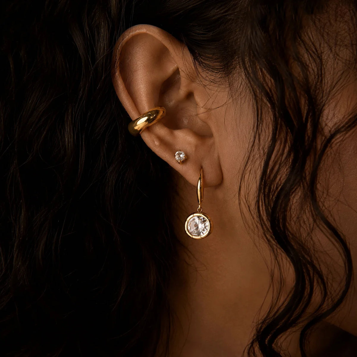 Geometric CZ Drop Earrings — view 3