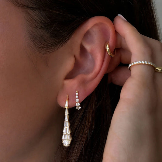 Tapered Baguette Drop Earrings — view 2