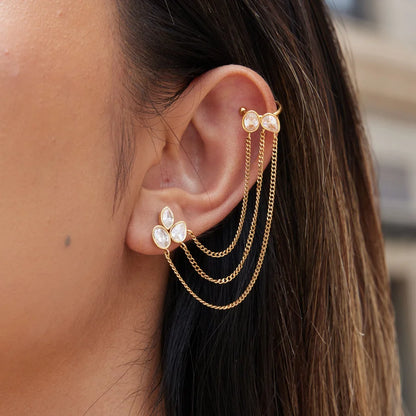 Double Stud Chain Earrings — view 2