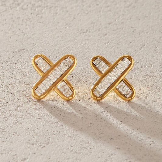 Geometric Baguette Stud Earrings