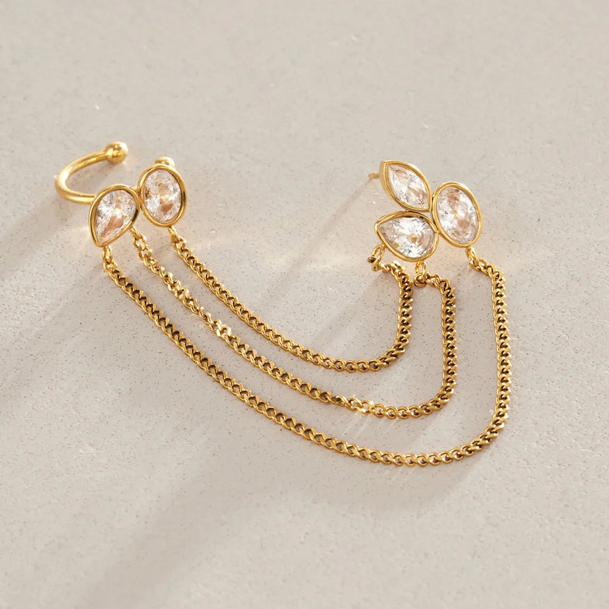 Double Stud Chain Earrings