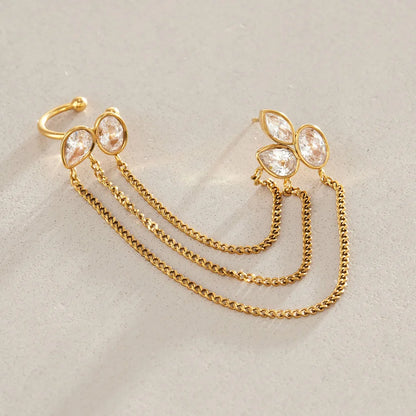 Double Stud Chain Earrings
