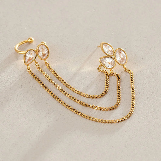 Double Stud Chain Earrings