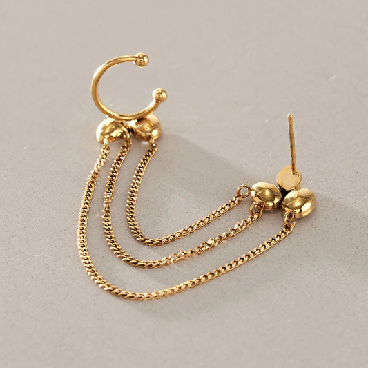 Double Stud Chain Earrings — view 4