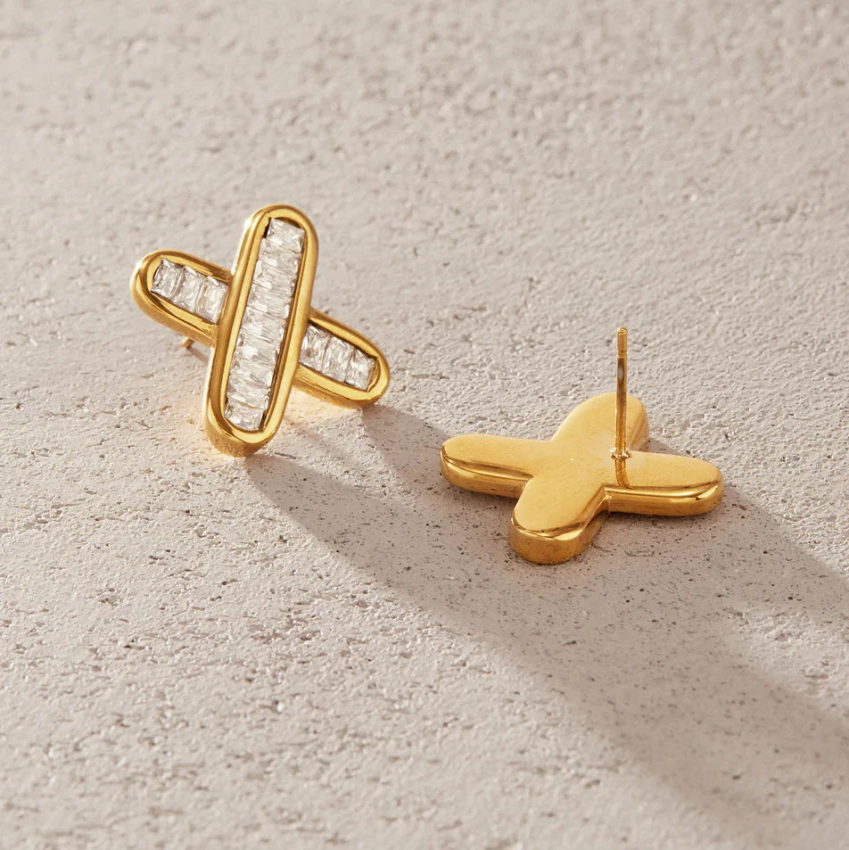 Geometric Baguette Stud Earrings — view 4