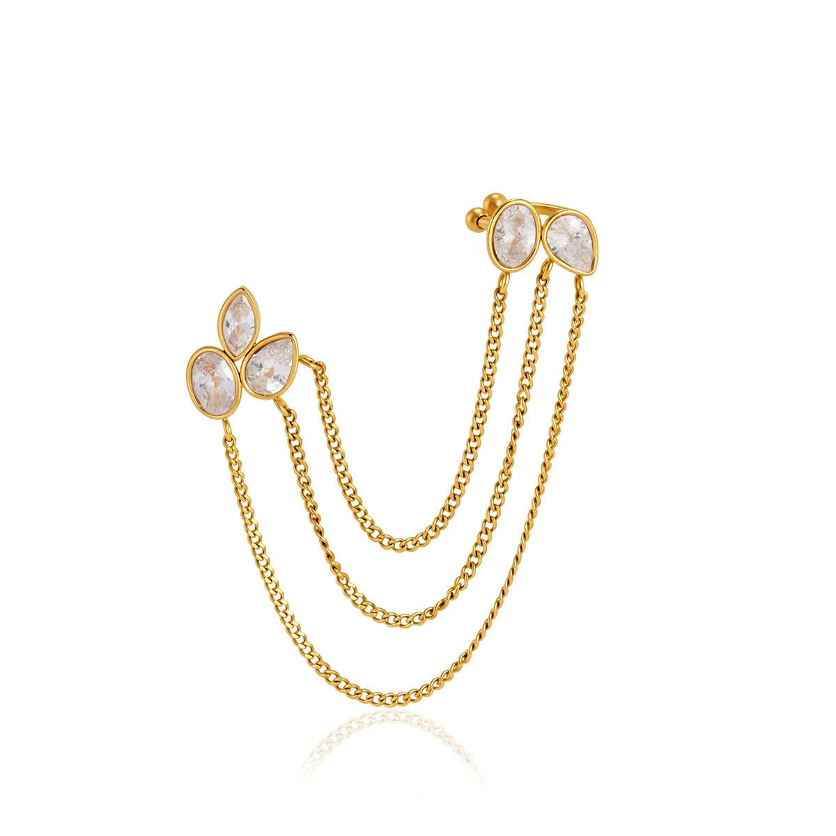 Double Stud Chain Earrings — view 5