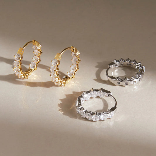 Prong Set Huggie Hoops