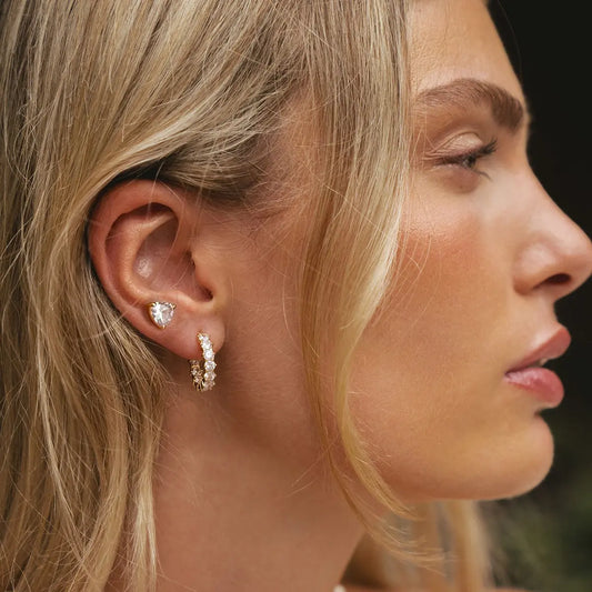 Prong Set Huggie Hoops — view 2