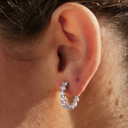 Prong Set Huggie Hoops — view 3