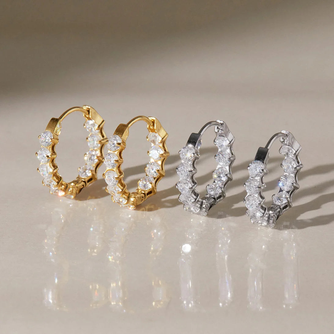 Prong Set Huggie Hoops — view 4