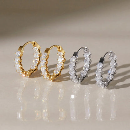 Prong Set Huggie Hoops — view 4
