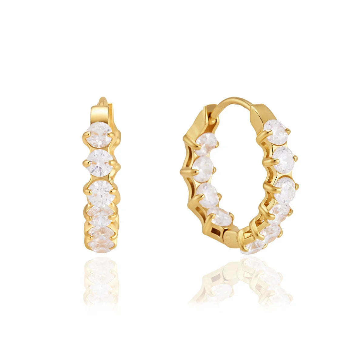 Prong Set Huggie Hoops — view 5