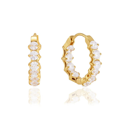 Prong Set Huggie Hoops — view 5