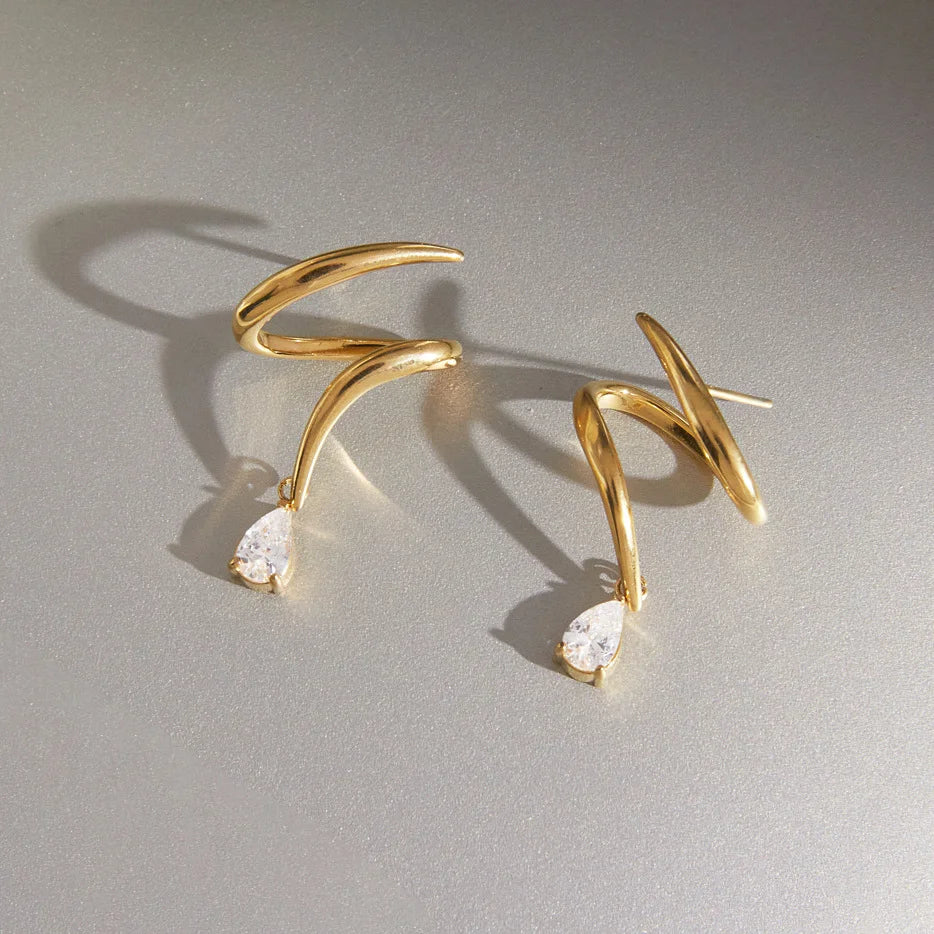 Teardrop Pavé Cuff Earrings — view 3