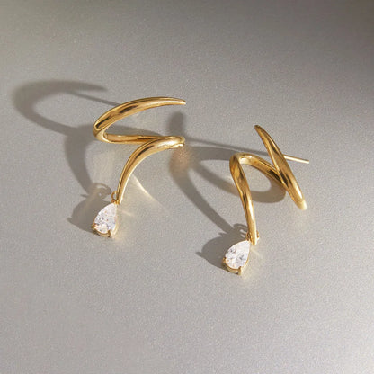 Teardrop Pavé Cuff Earrings — view 3