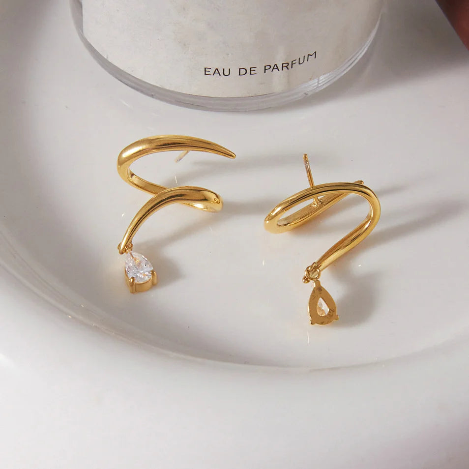 Teardrop Pavé Cuff Earrings — view 4