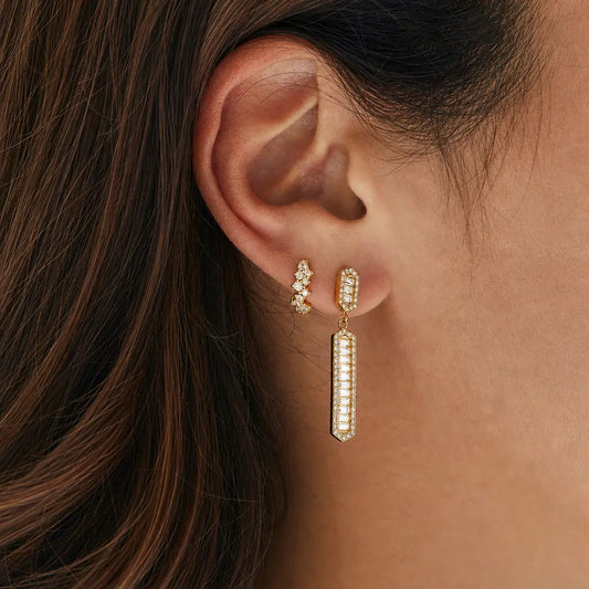 Baguette Hexagon Drop Earrings — view 2