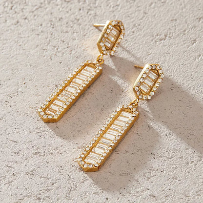 Baguette Hexagon Drop Earrings