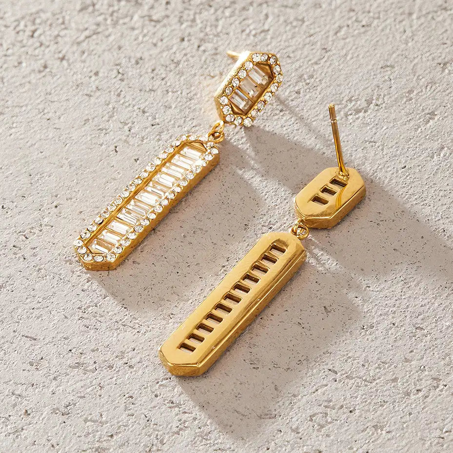 Baguette Hexagon Drop Earrings — view 4
