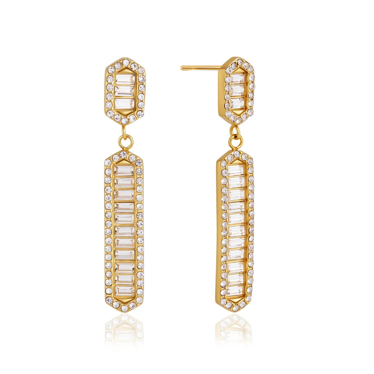 Baguette Hexagon Drop Earrings — view 5