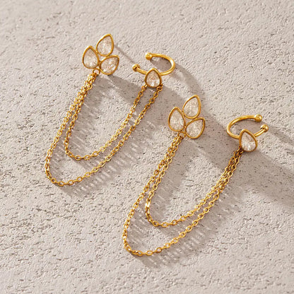 Teardrop Chain Cuff Earrings