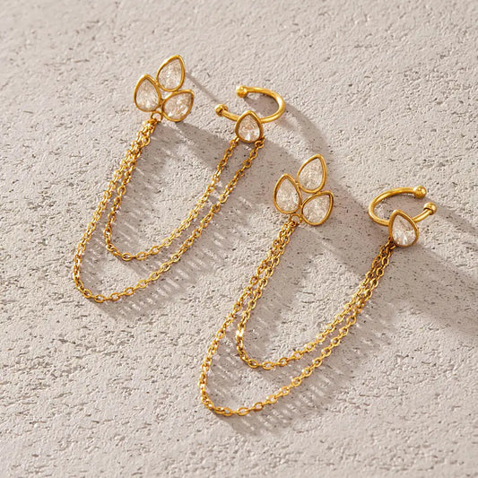 Teardrop Chain Cuff Earrings