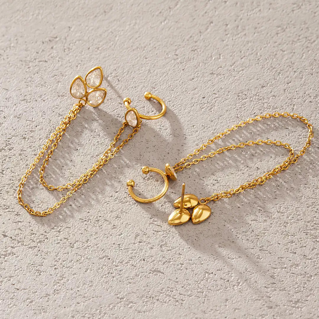 Teardrop Chain Cuff Earrings — view 4