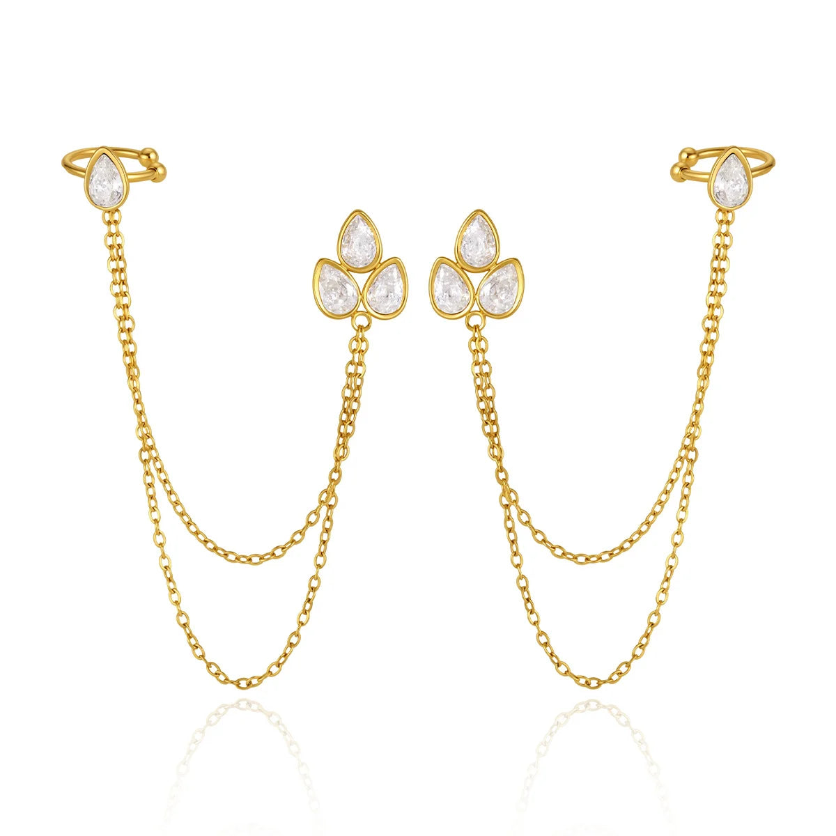 Teardrop Chain Cuff Earrings — view 5