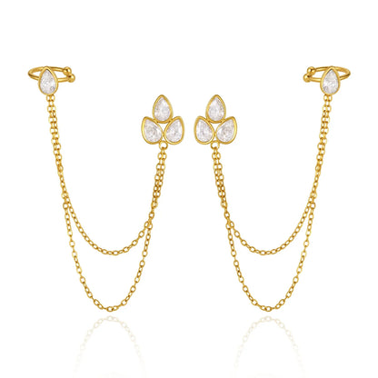 Teardrop Chain Cuff Earrings — view 5