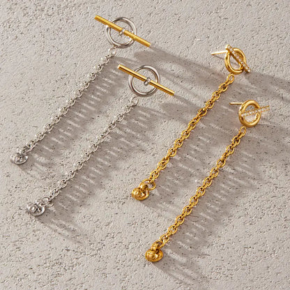 Two Tone Geometric Bar Drop Earrings — view 4